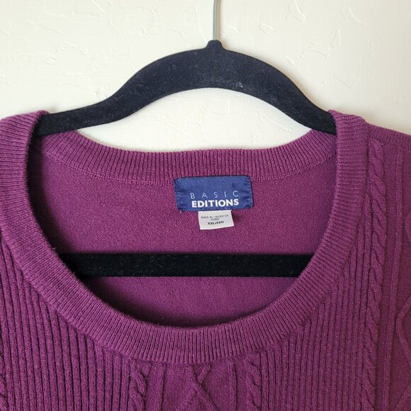 Basic Editions Plus Size Purple Knit Sweater - Picture 5 of 6